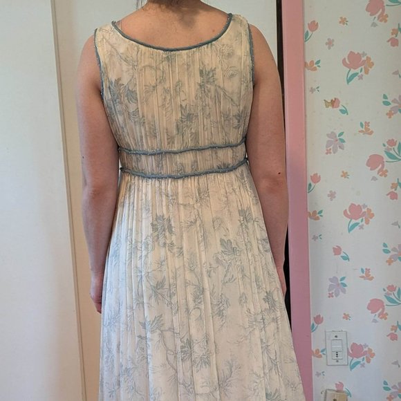 NWT Max Studio Vintage Silk Dress Blue and White Flowers Size 10 - Picture 5 of 10